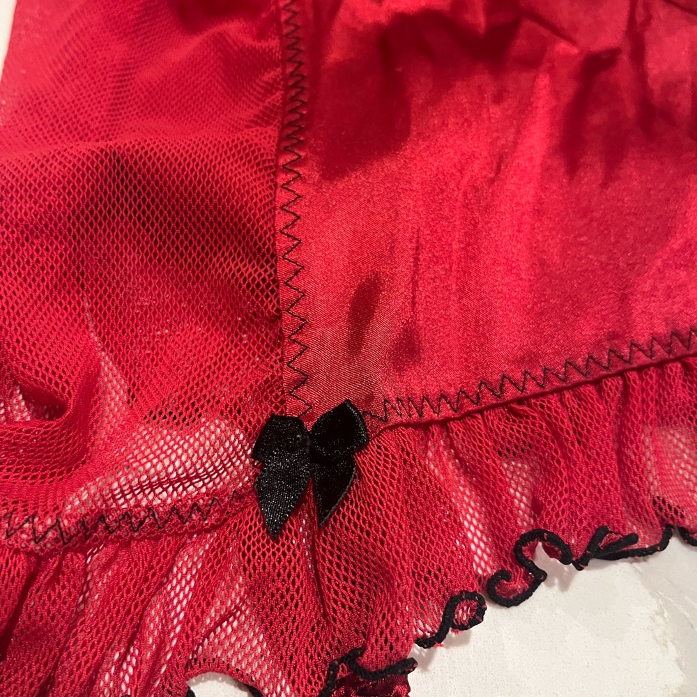 Frederick's of Hollywood Corset Garter Straps Size Small Elegant Red Sexy Sheer - Picture 3 of 14